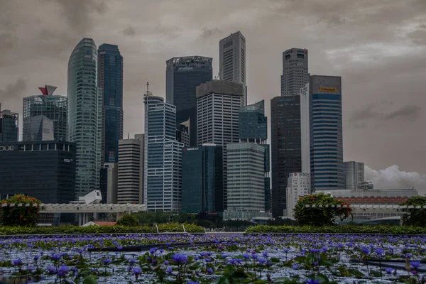 Singapura Singapura Agosto 2022 Vista Dos Arranha Céus Distrito Financeiro — Fotografia de Stock