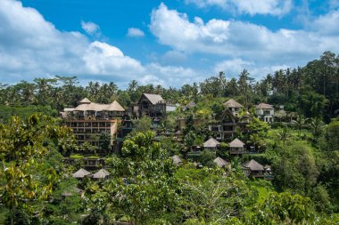 Beautiful hotel with bungalows surrounded by nature in the holiday paradise of Bali