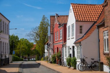Danimarka 'nın küçük Sonderborg kasabasındaki Idyllic evleri