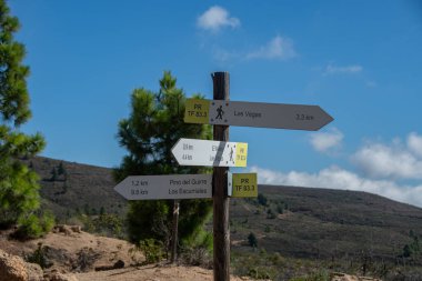 Tenerife Kanarya Adası 'nda yol işaretleri ve konum bilgisi.