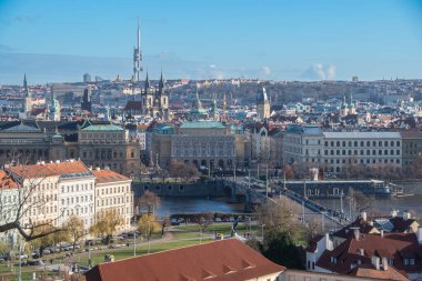 The view from Prague Castle of the Prague skyline clipart