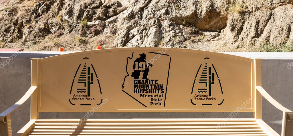 Yarnell, A - Nov. 17, 2022: Bench at the Granite Mountain Hotshots Memorial State Park