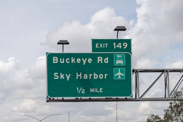 Exit 149 Sign Phoenix Arizona Buckeye Car Rental Sky Harbor — стокове фото
