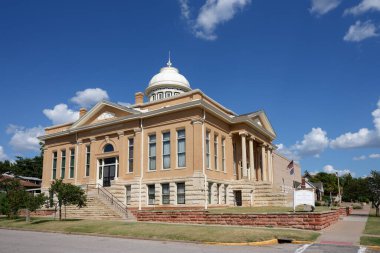 Guthrie, Oklahoma - 16 Eylül 2021: 1902 'de inşa edilen tarihi Carnegie Kütüphanesi, Oklahoma' nın ilk valisi Charles N. Haskell 'in 1907' de hizmete girdiği yerdir..