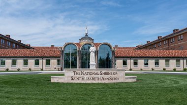 Emmitsburg, Maryland - April 23, 2024: The National Shrine of Saint Elizabeth Ann Seton pays tribute to the first native-born citizen of the United States to be canonized by the Roman Catholic Church. clipart