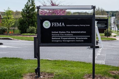 Emmitsburg, Maryland - April 23, 2024: Sign at the entrance to the FEMA National Emergency Training Center. clipart