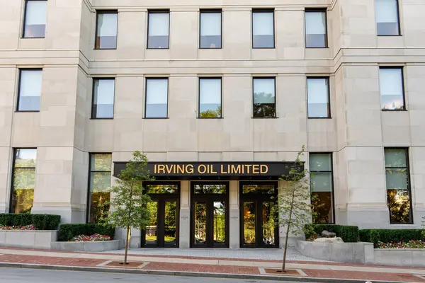 stock image Saint John, NB, Canada - Sept. 11, 2024: Irving Oil, an international oil refiner and marketer, has their corporate home office located at King Square.