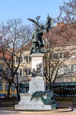 Budapest, Hungary - Jan. 31, 2025: This Freedom Fighters Monument notes May 21, 1849 the day the Hungarian Revolutionary Army captured Buda Castle in the Hungarian War of Independence against Austria. clipart