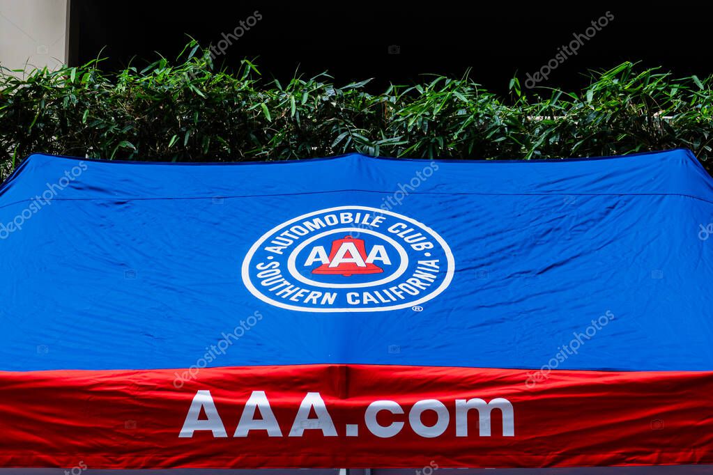 Long Beach, CA - March 13, 2025: Canopy with logo for the Southern California Automobile Club AAA.