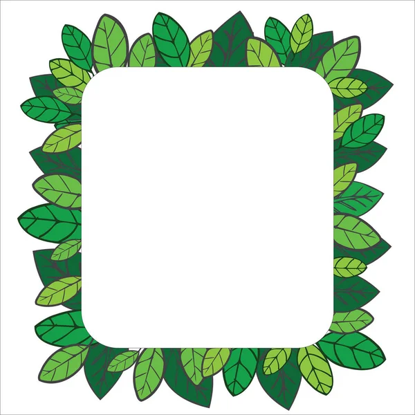 Green Leaves Frame Copy Space Middle Vector Illustration Natural Mock Telifsiz Stok Vektörler