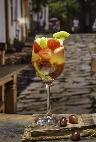 Cocktail Frutas Copo Típico Restaurante Brasileiro — Fotografia de Stock