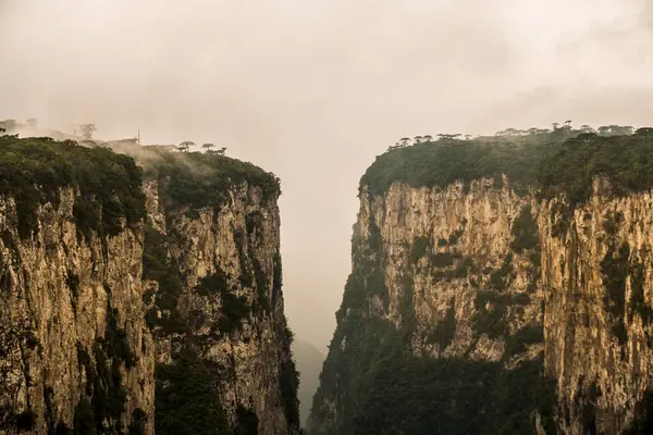 Ngarai Itaimbezinho Terlihat Dari Atas Pada Hari Dengan Banyak Awan Stok Foto