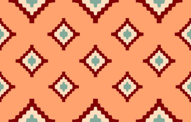 Navajo yerlisi Amerikan kumaşı pürüzsüz desen, geometrik kabile geleneksel arka planı, tasarım elemanları, halı, duvar kağıdı, giysi, halı, iç mekan, nakış vektör çizimi.