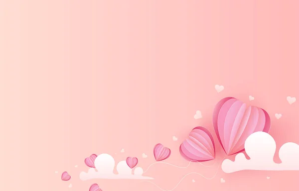 ピンクのハートの紙が背景を切り取った バレンタインデー 母の日 愛の日のための空のスペースイラスト ベクターグリーティングカード — ストックベクタ