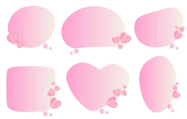 Nastavit Valentine Řeči Bubliny Bílém Pozadí Zdobené Srdcem Chatová Vektorová — Stockový vektor
