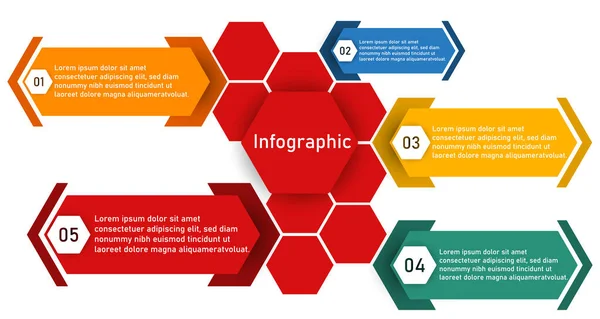 Infographic Template Business Information Presentation Vector Hexagon Geometric Elements Modern — Vettoriale Stock