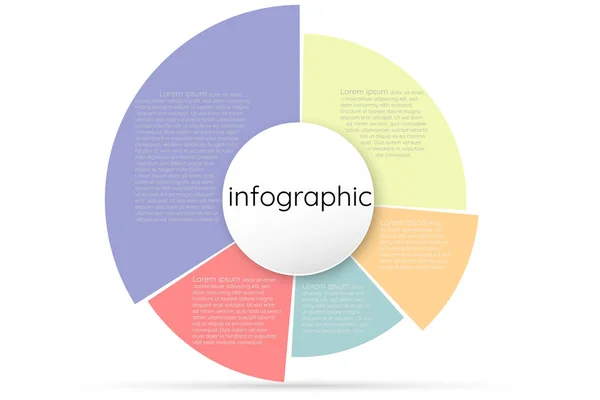 用于商业信息演示的Infographic模板 矢量圈和扇形元素 现代工作流程图 图表报告计划5个主题 — 图库矢量图片