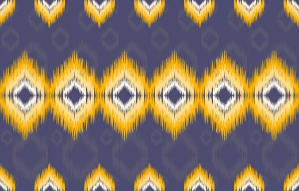 Tela Amarilla Púrpura Ikat Patrón Sin Costura Geométrica Étnica Tradicional — Vector de stock