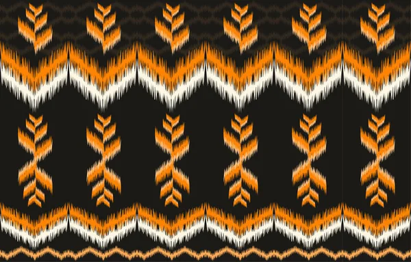Orangefarbener Stoff Ikat Nahtloses Muster Geometrischen Ethnischen Traditionellen Stickstil Design — Stockvektor