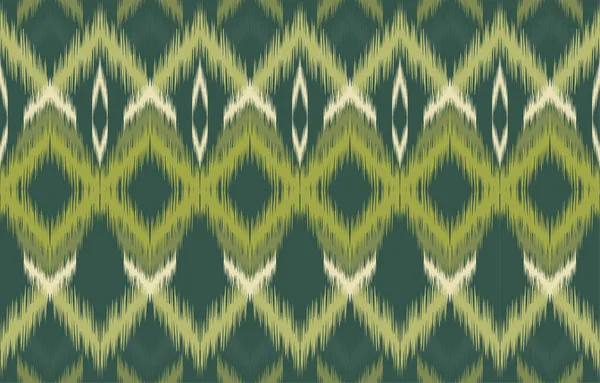 Tissu Vert Ikat Motif Sans Couture Géométrique Ethnique Broderie Traditionnelle — Image vectorielle