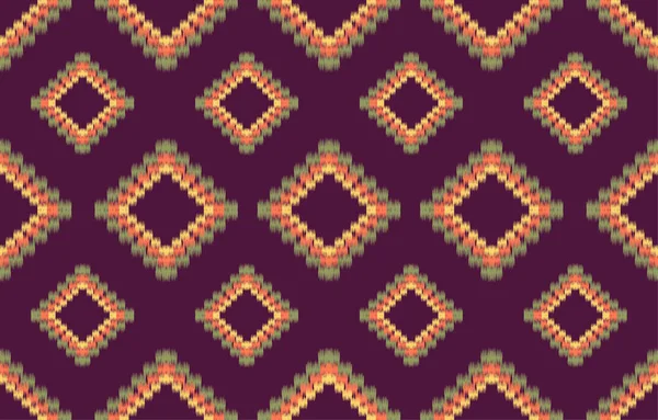 Yellow Fabric Ikat Seamless Pattern Geometric Ethnic Embroidery Style Design — стоковый вектор
