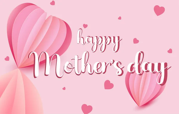 Kartka Życzeniami Dnia Matki Mama Baner Wektor Latające Serca Różowy — Wektor stockowy