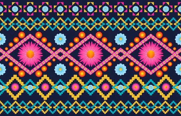 Mandala Flower Colorful Fabric Geometric Ethnic Pattern Traditional Oriental Background — Vector de stock