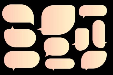 Konuşma baloncuklarını siyah arkaplana ayarla. Sohbet kutusu veya sohbet vektörü karalama iletisi veya iletişim simgesi Cloud çizgi roman ve en düşük ileti penceresi için konuşuyor