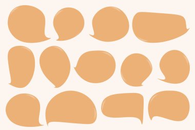 Kahverengi sonbahar ve sonbahar içerikli konuşma baloncuklarını beyaz arkaplan üzerine ayarla. Sıcak renkli sohbet vektörü karalama mesajı veya çizgi roman ve en az ileti diyaloğu için konuşan iletişim simgesi