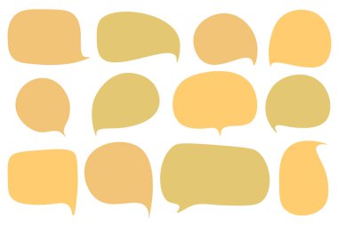 Kahverengi sonbahar ve sonbahar içerikli konuşma baloncuklarını beyaz arkaplan üzerine ayarla. Sıcak renkli sohbet vektörü karalama mesajı veya çizgi roman ve en az ileti diyaloğu için konuşan iletişim simgesi