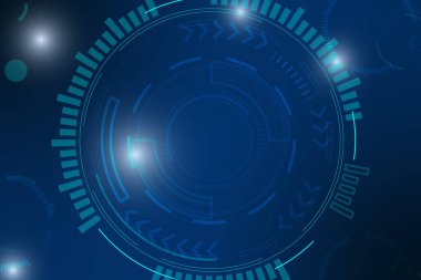 Teknoloji arka plan vektörü. Kontrol ve veri ekranı. Hızlı dijital veri iletimi. HUD ve bağlantı devresi.