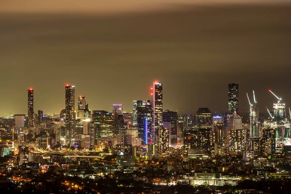 stock image Brisbane city skyline at night. View from Mt Coot-tha.