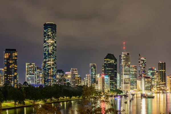 Brisbane Ville Skyline Nuit Vue Kangourou Point — Photo