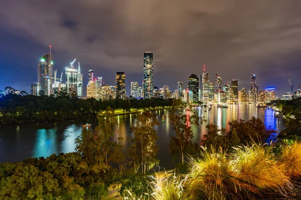 Brisbane Ville Skyline Nuit Vue Kangourou Point — Photo