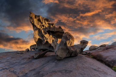 Flinders Chase Ulusal Parkı 'ndaki Kayalıklar. Kanguru Adası, Güney Avustralya.