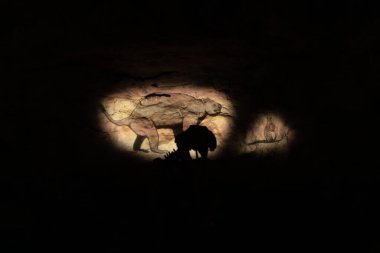 NARACOORTE, SA AUSTRALIA - 18 NOV 2023: Victoria Mağaraları Megafauna Deneyimi, Naracoorte Mağaraları Ulusal Parkı