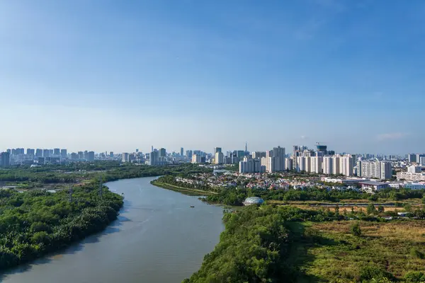 stock image View of Ho Chi Minh City centre from District 7.