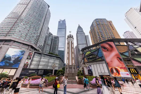 stock image Chongqing, China - 08 May 2024: The Chongqing Liberation Monument in Jiefangbei.