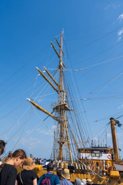 DARWIN, AUSTRALIA - 06 OCT 2024: Italian training ship Amerigo Vespucci docked at Fort Hill Wharf in Darwin during the 2024 world tour. clipart