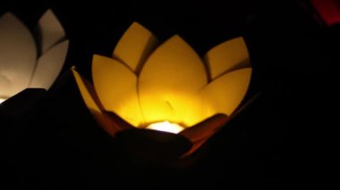 2024 Vietnam Fener Festivali 'nde yüzen nilüfer feneri, Darwin Rıhtımı, Kuzey Bölgesi.