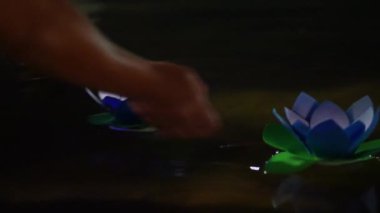 2024 Vietnam Fener Festivali 'nde yüzen nilüfer feneri, Darwin Rıhtımı, Kuzey Bölgesi.