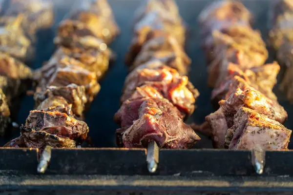 Darwin 'deki Yunan Glenti festivalinde Lamb souvlaki ızgarası.