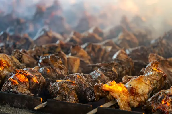 Darwin 'deki Yunan Glenti festivalinde Lamb souvlaki ızgarası.
