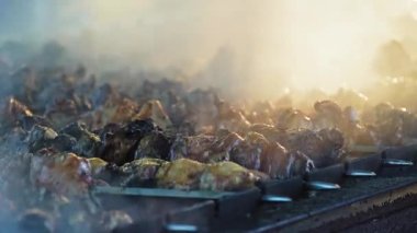 Darwin 'deki Yunan Glenti festivalinde Lamb souvlaki ızgarası.