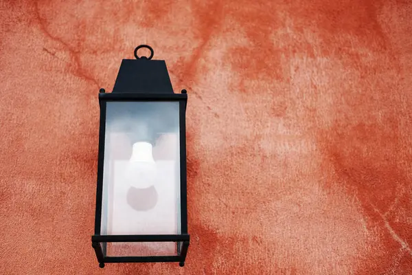 Exterior Lámpara Exterior Decorativo Luces Pared Pared Hormigón Naranja Vintage — Foto de Stock