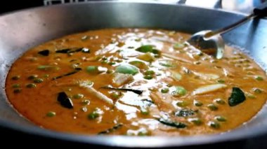 Domuz eti ve patlıcanlı Tayland yemeği. Tayland 'da Asya yerel baharatlı gıda mutfağı