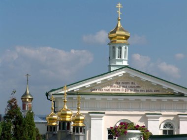 Kutsal yatakhane Pochaev Lavra. Ukrayna. 2 Eylül 2006. Hıristiyan Ortodoks mimari kompleksi ve manastırı.