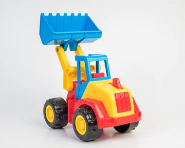 İnşaat araçlarının plastik oyuncak modelleri. Buldozer.