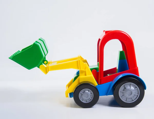 Kinderspielzeug Plastikbagger Auf Weißem Hintergrund — Stockfoto