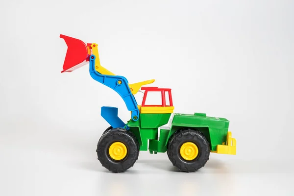 Многоцветные Пластиковые Детские Игрушечные Машины Белом Фоне — стоковое фото